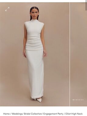 Meshki White High-Neck Maxi Dress